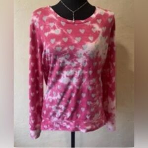 Style & Co Heart Patterned Pink Women's Sweatshirt, Size Medium